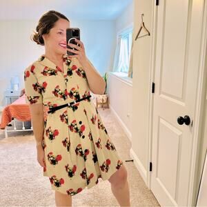 Adam Lippes Collection Tan Floral Belted Shirt Mini Dress 4